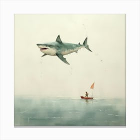 Shark And A Boat Canvas Print