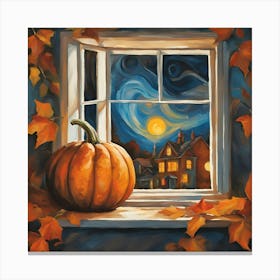 Autumn Nightsky And Pumpkin Canvas Print