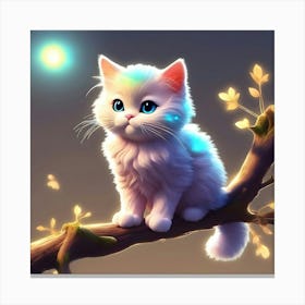 Cute Kitten On A Branch 7 Canvas Print