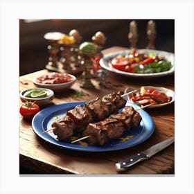 Turkish Kebabs On Skewers Canvas Print