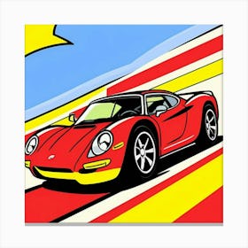 Classic Vehicle on Colorful Retro Highway Canvas Print