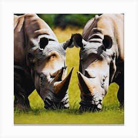Rhinos In The Wild Canvas Print