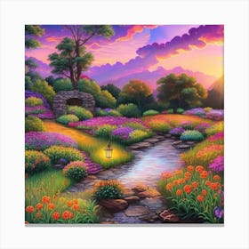 Sunset In The Garden 1 Canvas Print