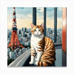 Cat In Tokyo Canvas Print