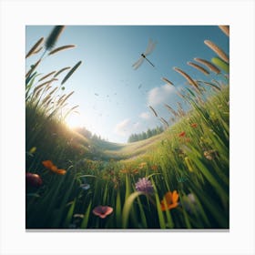 Meadow With Dragonfly Canvas Print