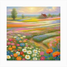 Bloemenzee Dutch For Sea Of Flowers Fields Of Flowers In A Dreamlike State With Swirling 5 Canvas Print