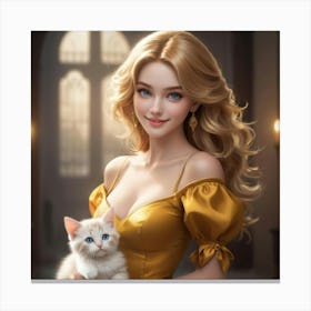 Girl With A Cat 1 Canvas Print