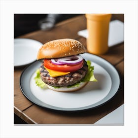 Hamburger On A Plate 36 Canvas Print