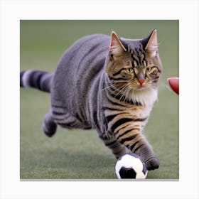 Cat Playing Soccer 1 Canvas Print