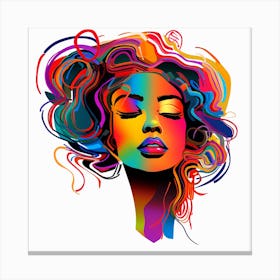 Portrait Of A Woman With Colorful Hair Canvas Print