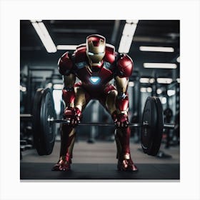 Iron Man Lifting Weights Canvas Print