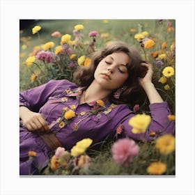 Girl In A Field Of Flowers 1 Canvas Print