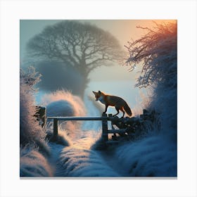 Fox In Frost Canvas Print