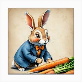 Rabbit With Carrots 43 Canvas Print