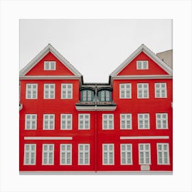 The Red And White Danish House Square Canvas Print