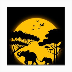 Elephants In Safari Canvas Print