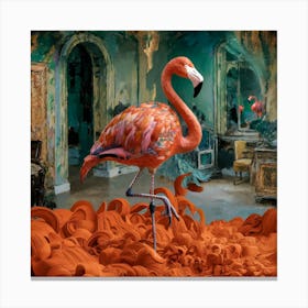 Flamingo Dreams A Surreal Tribute to Van Gogh's Golden Style 2 Canvas Print