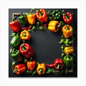 Colorful Peppers In A Frame 7 Canvas Print