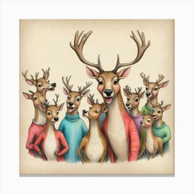 Family Of Reindeer Canvas Print