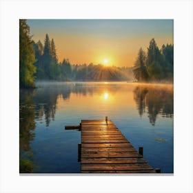 Default Beautiful Nature Photo Painting Of A Misty Sunrise On 1 Canvas Print