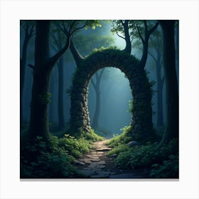 Mysterious Portal In A Dark Forest Leading To Another World 1 Canvas Print