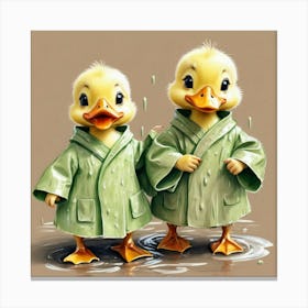 Ducks In The Rain 3 Canvas Print