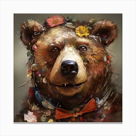 Bear With Flowers 1 Canvas Print