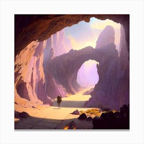 mysterious pathway through desert rocks Canvas Print