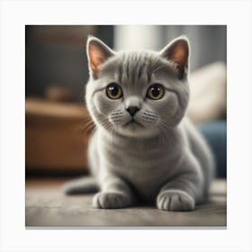 A Cute British Shorthair Kitty, Pixar Style, Watercolor Illustration Style 8k, Png (2) Canvas Print