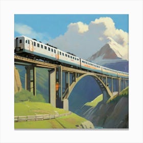 Train Crossing A Bridge Canvas Print