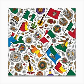 Mexican Flags 3 Canvas Print