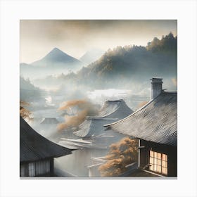 Firefly Rustic Rooftop Japanese Vintage Village Landscape 50122 Canvas Print