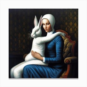 Woman With A Rabbit Canvas Print