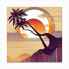 Palm Tree At Sunset Canvas Print