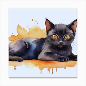 Black Cat Watercolor Painting 1 Canvas Print