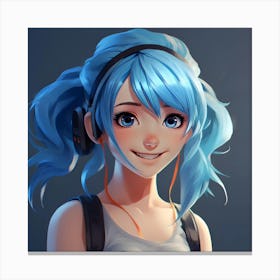 Anime Girl With Blue Hair 3 Canvas Print