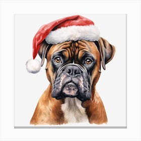 Boxer Dog With Santa Hat 4 Canvas Print