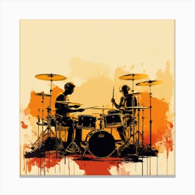 Two Drummers Playing Drums 2 Canvas Print