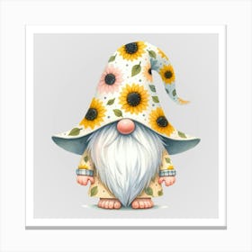 Watercolor Sunflower Gnomes 4 Canvas Print