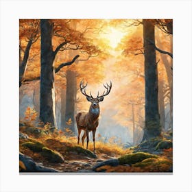 Deer In The Woods 50 Canvas Print