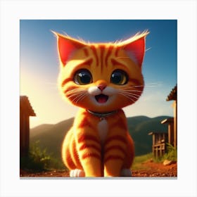 Cat In A Field Canvas Print