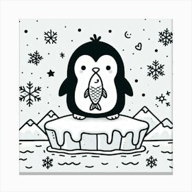 Line Art penguin 3 Canvas Print