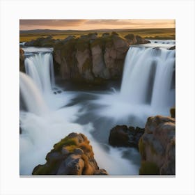 Waterfalls In Iceland Canvas Print