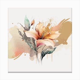 Lily Painting Flower Watercolor Abstract Canvas Print