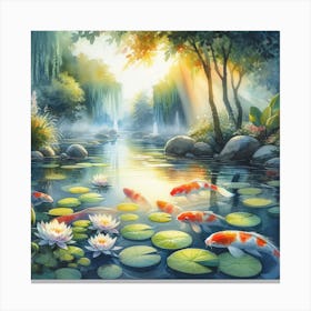 Koi Fish In The Pond Canvas Print