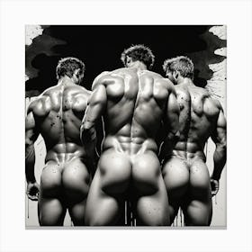 Three Muscular Men Momohromatic, Nice butt Canvas Print