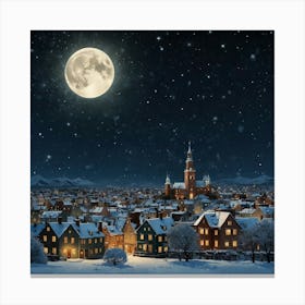Default Art A Starry Night Sky And A Full Moon Over A Snowy C 1 Canvas Print