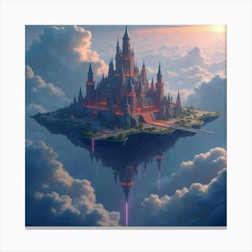 A Floating City In The Clouds With Glowing Towers 1 Canvas Print