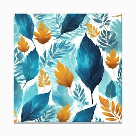 Blue And Orange Leaves 1 Canvas Print