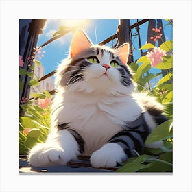 Cat In The Garden Canvas Print